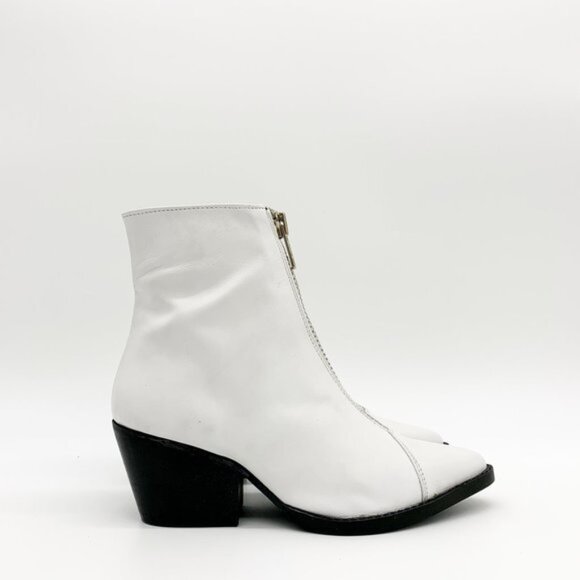 Jeffrey Campbell Landyn Zip Western Bootie White Leather - Picture 6 of 7